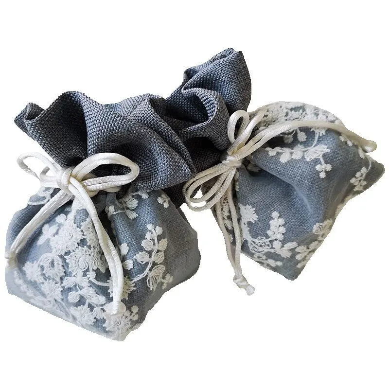 Sacs à Bonbons en Coton Brodés Épais, pour Emballage Cadeau, ixde Mariage, Noël, Ornement, 2 Pièces/Lot