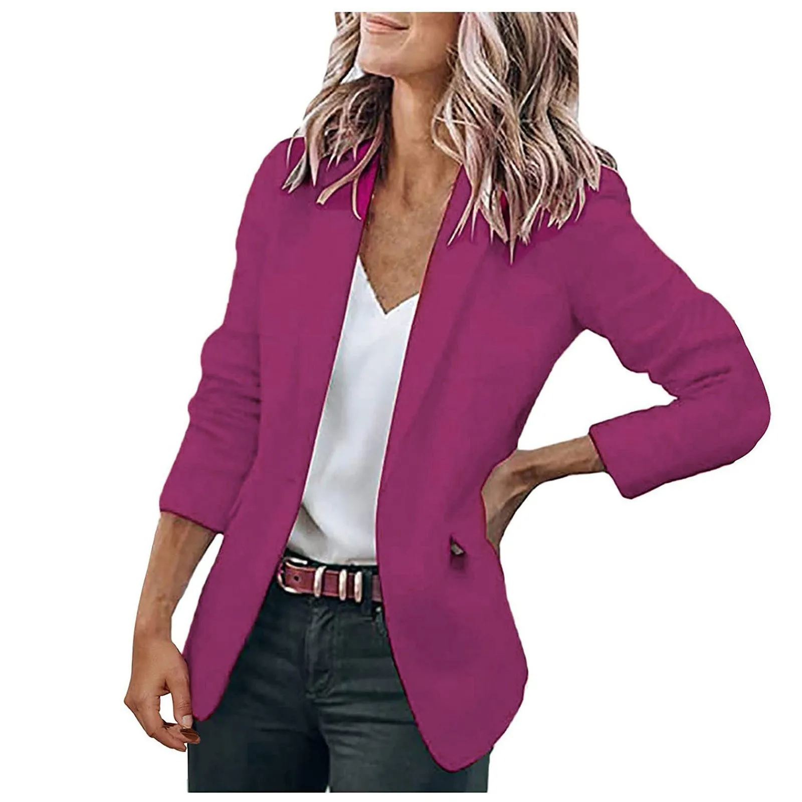 

Женский блейзер, куртки, однотонный облегающий Кардиган с длинным рукавом, деловой повседневный деловой костюм для отдыха, модный простой индивидуальный жакет
