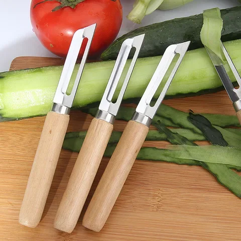 

1pc Stainless Steel Peeler For iPhone Tomato Pear Vegetable Potato Peeler Wooden Handle for iPhone Potato Peeler Fruit Peeler