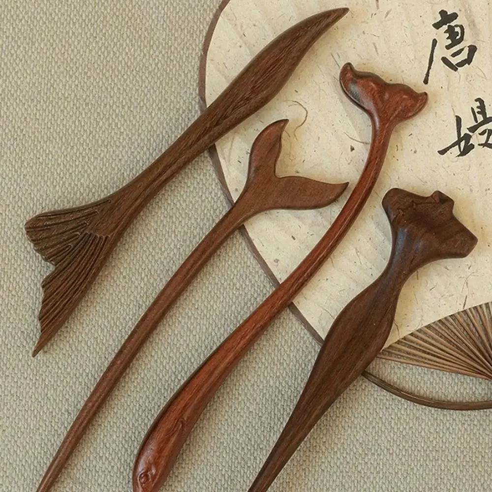 Exquisite Holz Holz Haar Stick Katze Tiere Chinesischen Stil Haarnadel Kaninchen Haar Sticks für Brötchen Hanfu Kopfbedeckung Cheongsam – Detail 10