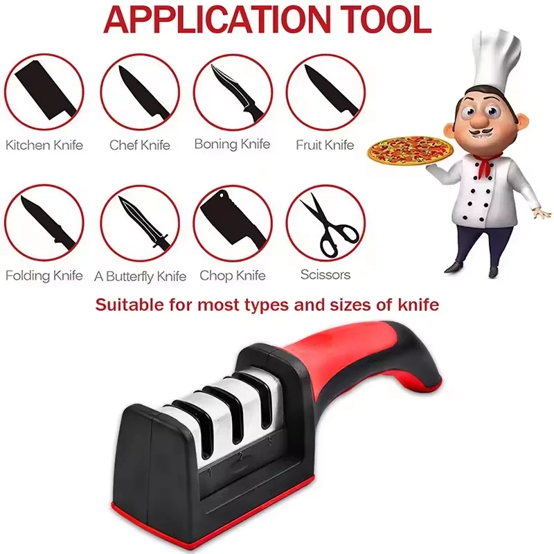 Knife Sharpener 3 in 1 Professional Kitchen 3 Stage for Straight and Ceramic Knives