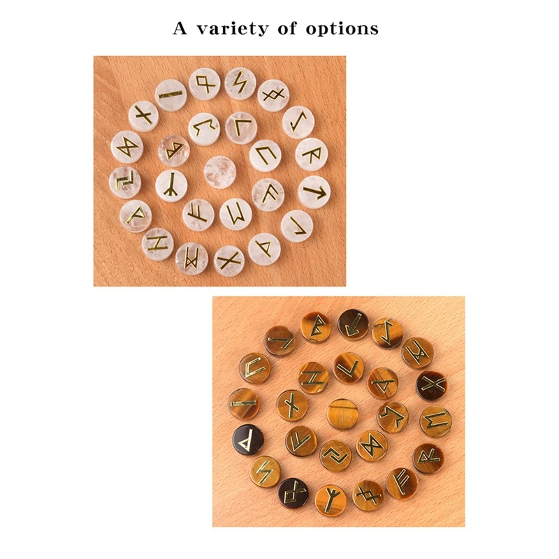25Pcs Jadestone Runes Set,Viking Rune Symbols For Divination & Fortune-Telling,Occult Supplies For Altar