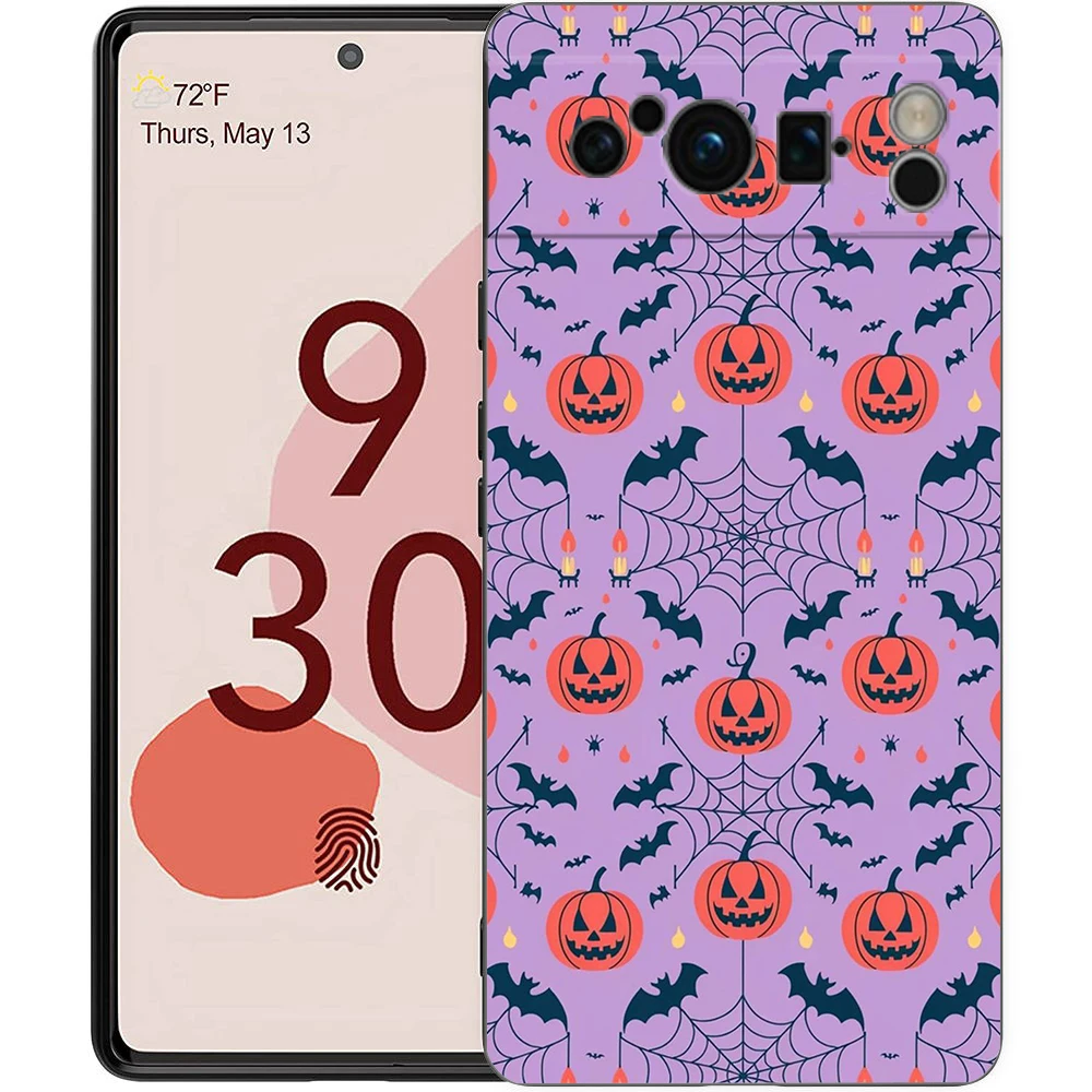 Handyhülle für Google Pixel/9/8/7/6/7A/6A/Pro, stoßfest, weiches TPU, 9/Pro/XL, Schale, Capas, Halloween, Kürbis, Geister, Fledermaus-Muster – Detail 5