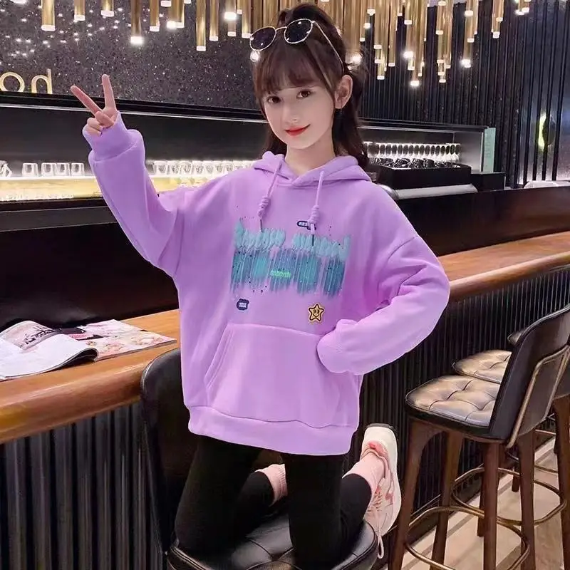 

Brand Girs kids Clothes Pullover Shirts Children Full Sleeves Tops Loose Cotton Casual Sports Soft Skin Hooded Sweatshirts