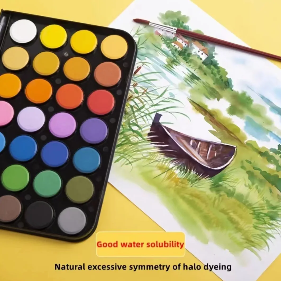 16/36/48 color watercolor paint set, including brushes and portable case, with bright colors, suitable for painting, writing - 3