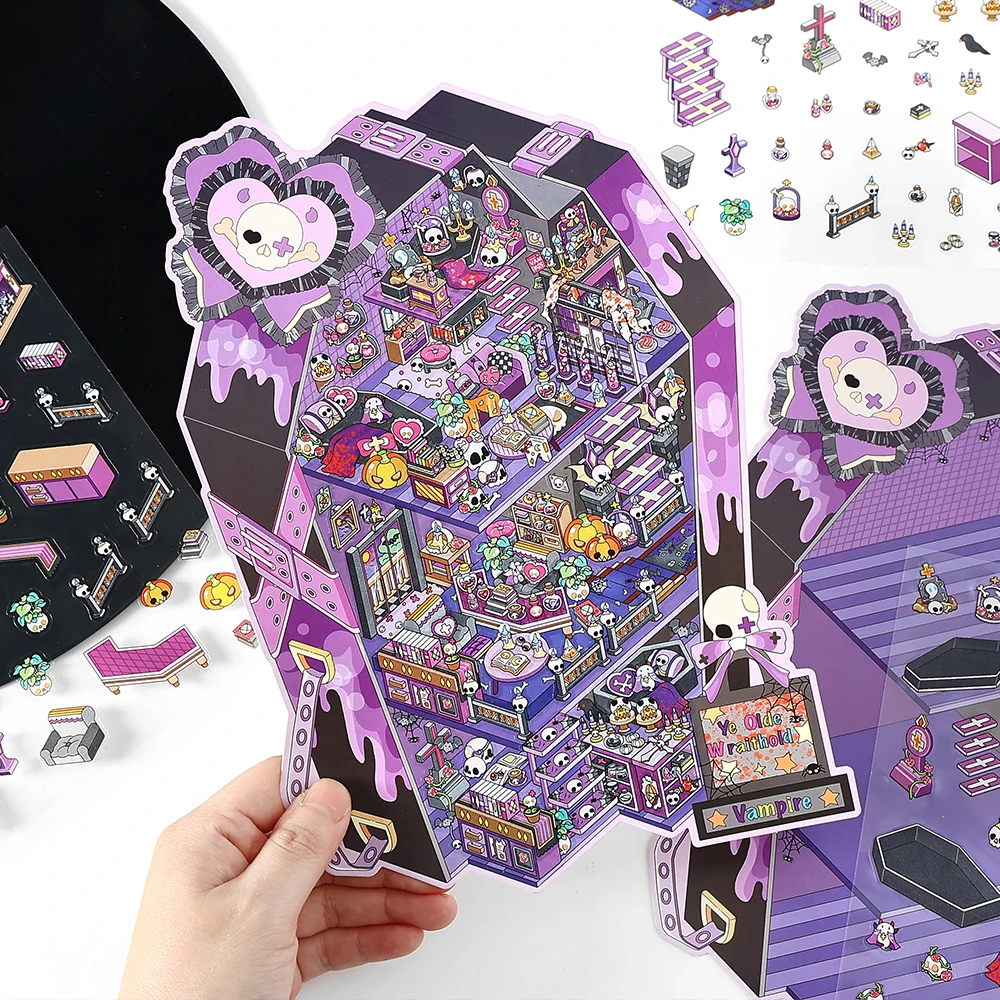 카와이 토마토 익스프레스 3D 노래와 춤 디스코 풍경 스티커 DIY 포켓 캐빈 장면 크리스마스 선물 ? ?