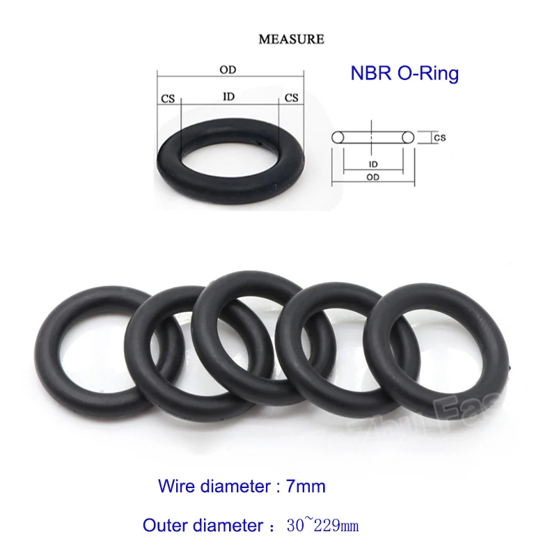 두께 CS 7mm NBR O 링 씰 개스킷 OD 30-229mm 니트릴, 뷰타다이엔 고무 스페이서, 내유성 와셔 O-링 