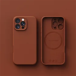 Premium Liquid Silicone Phone Case with MagSafe Compatibility - Smooth, Skin - Like Finish with Wireless Charging Support for iPhone 17 Air (Red Brown)