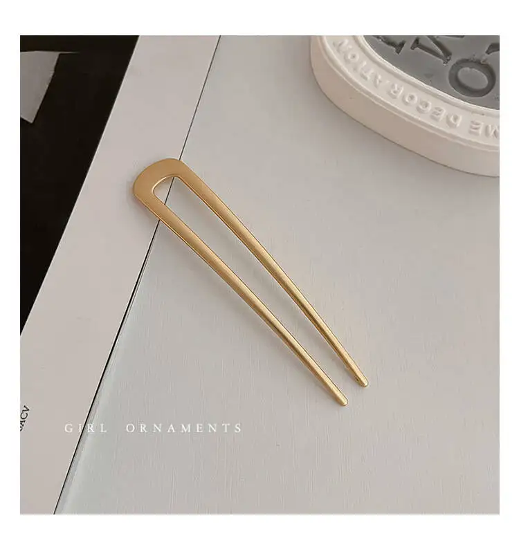 U-förmige Haar Gabel Mode Metall Gold Farbe Shell Haarnadel Geometrische Kopfbedeckung Haar Sticks Frauen Mädchen Haar Zubehör – Detail 10