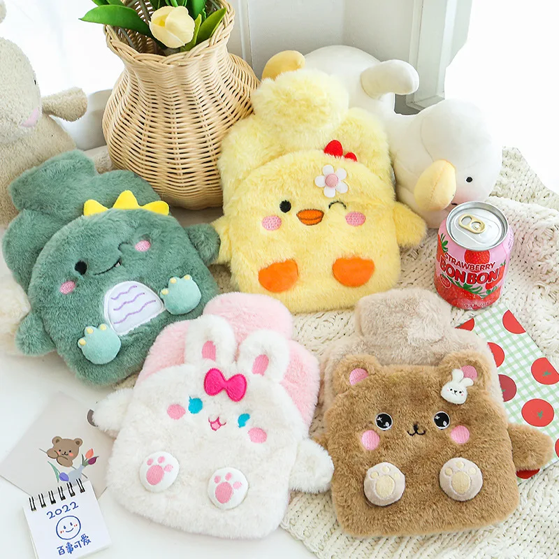 New Cartoon Rabbit PVC Thickened Water Hot Water Bag For Hair Cute Plush Belly Warm Water Warm Hand Treasure