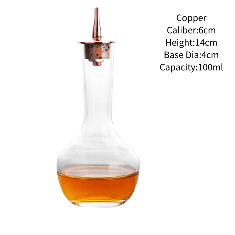 Vintage Glass Design Cocktail Bitters Bottle with Stainless Steel Dasher Top - Professional Bar Tool Accessory