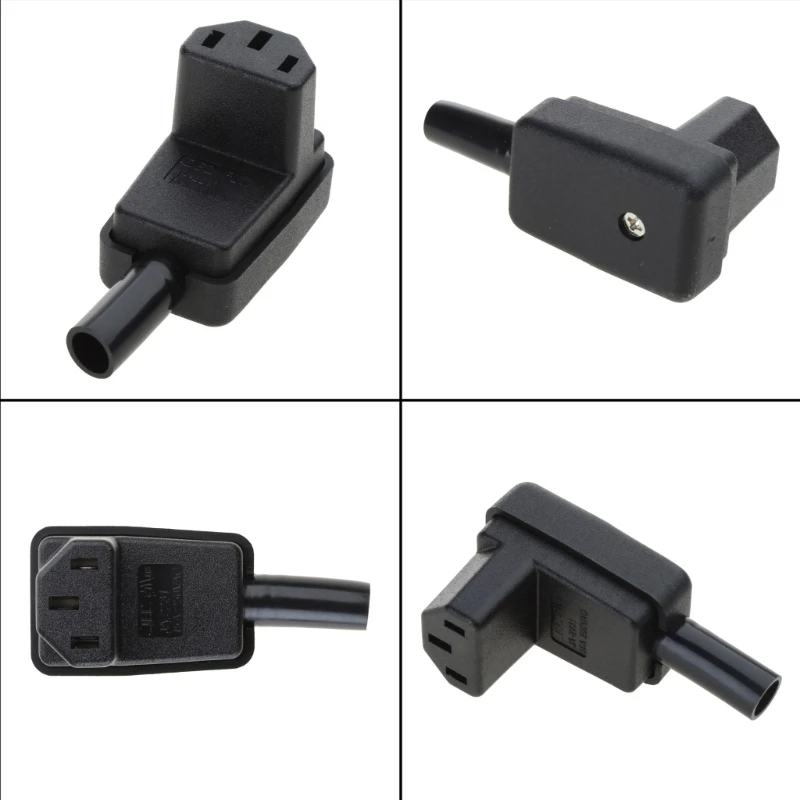 1 Pc 90 Degree Angled IEC 320 C13 outlet socket AC 10A 250V Power Cord Cable Connector Female Plug extender