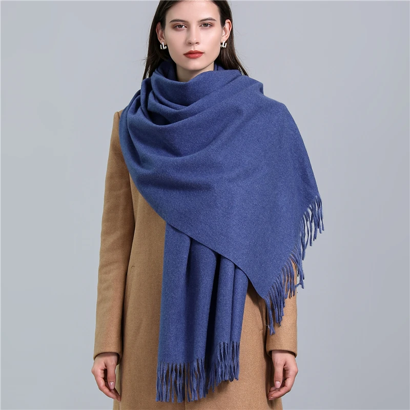 

Color Solid Thick Cashmere Scarf for Women Large 200*70cm Pashmina Winter Warm Shawl Wraps Bufanda Female with Tassel Scarves