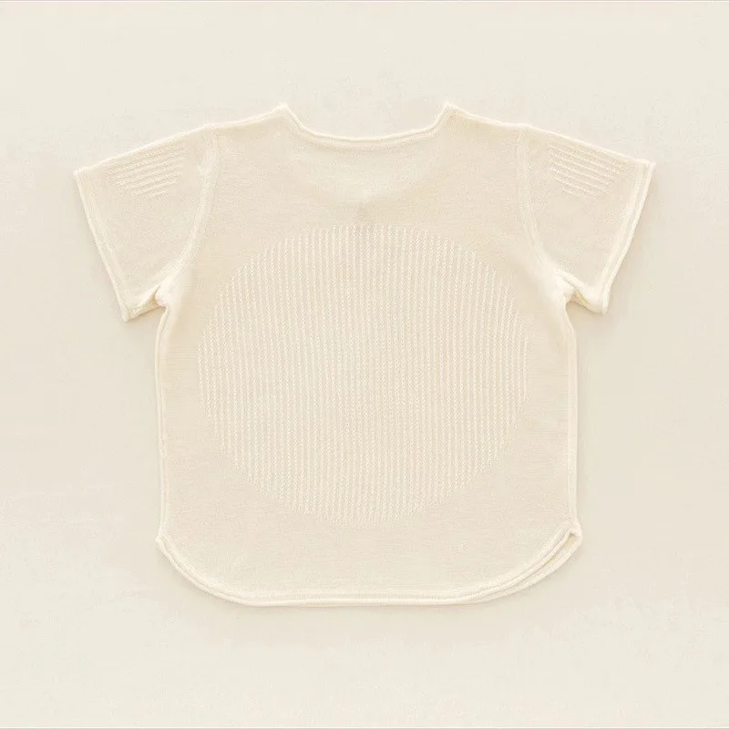 

Jenny&Dave New Silk and Cotton Set for Infants and Children Ultra thin Knitted Short sleeved Boys T-shirt Summer Cool High Quali