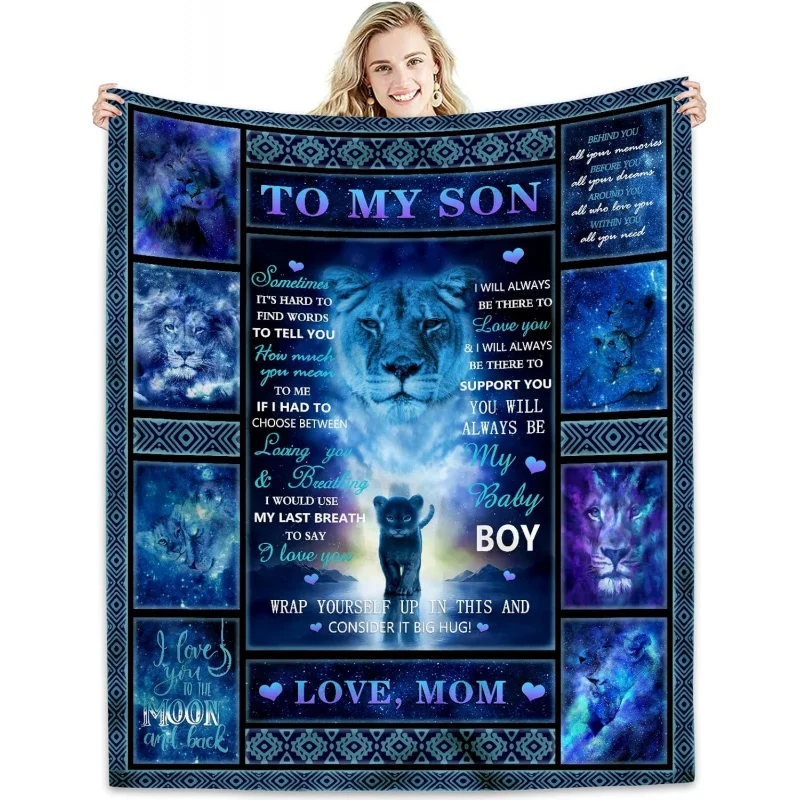 

to My Son Birthday Xmas Gifts Flannel Blanket Lightweight Warm Plush Throw Blankets for Couch, Sofa, Bed Living Room