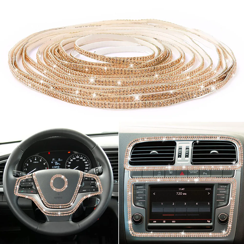 

1 Yard Of Rhinestones Car Accessories Crystal Sticker Rhinestones Soft Strips Universal Interior Accessories