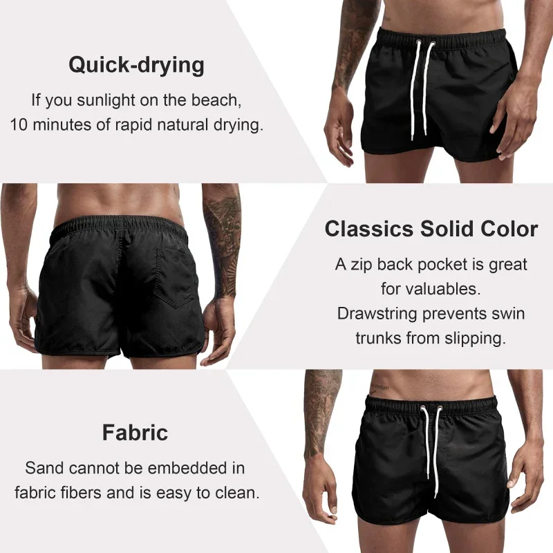 Men's beach shorts, sports surfing shorts, gym, running, quick drying, bear print luxury swimsuit