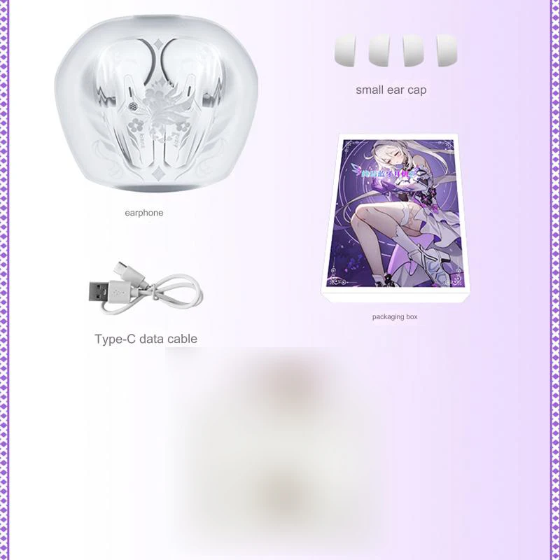 Game Honkai Impact 3 Headphone Cute Kiana Kaslana Bluetooth 5.3 Headset Cosplay Active Noise Cancellation Earbuds