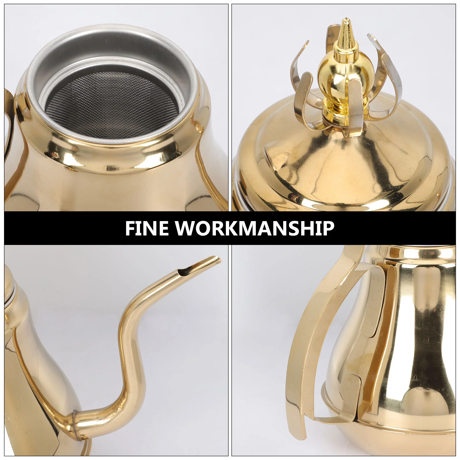 Stainless Steel Fine Spout Teapot Coffee Kettle Hand Brewing Tea Pot Kitchen Bar Use Water Heater Long Life Material Coffee