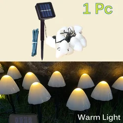 Solar Mushroom LED Fairy String Lights for Outdoor Garden and Patio Decoration (1pc Warm)