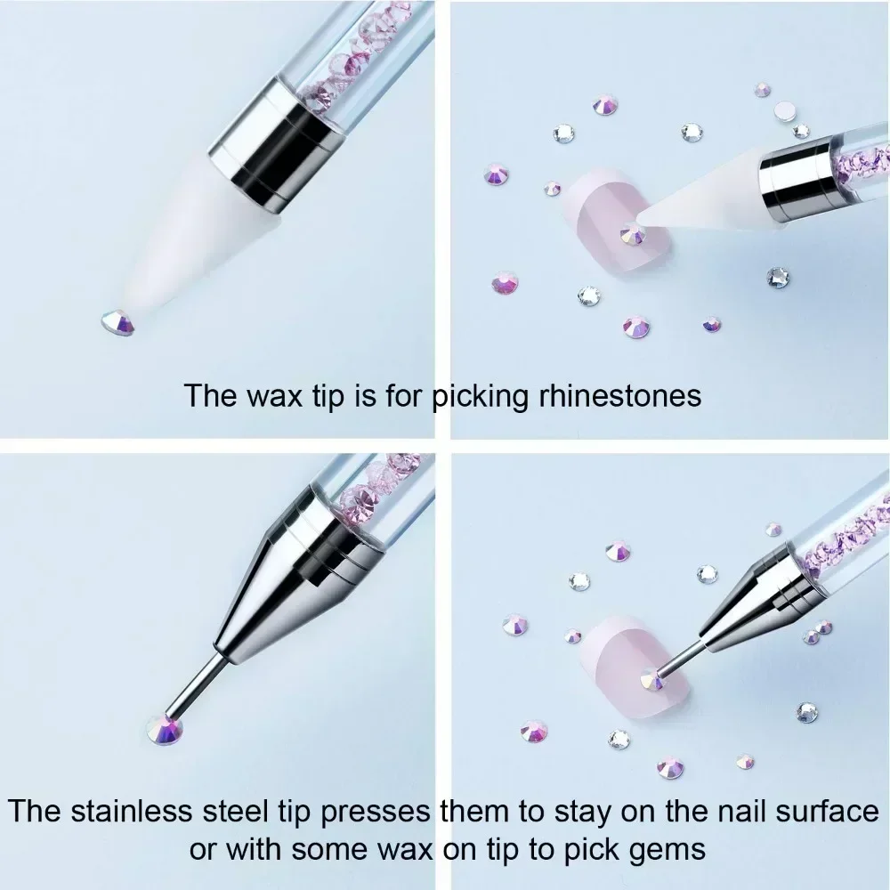 1Pc Double Head Nail Drill Pen Dual Purpose Rhinestone Crayon Nails Art Pen Diamante Picker Crystal Applicator Manicure Tool 네일 3
