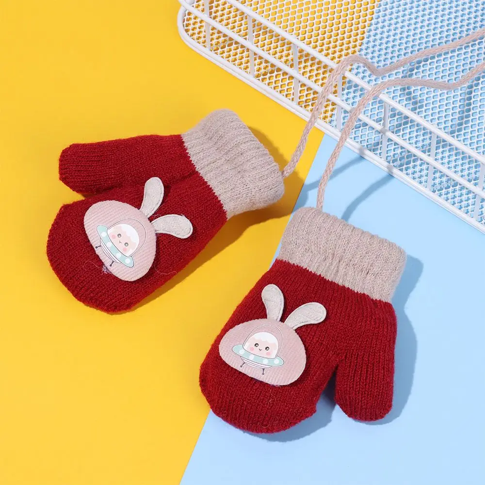 1-6 Years Baby Winter Hand Gloves Thick Warmer Knitted Mittens Thicken Mittens for Kids Cute Cartoon Gloves Boys Girls