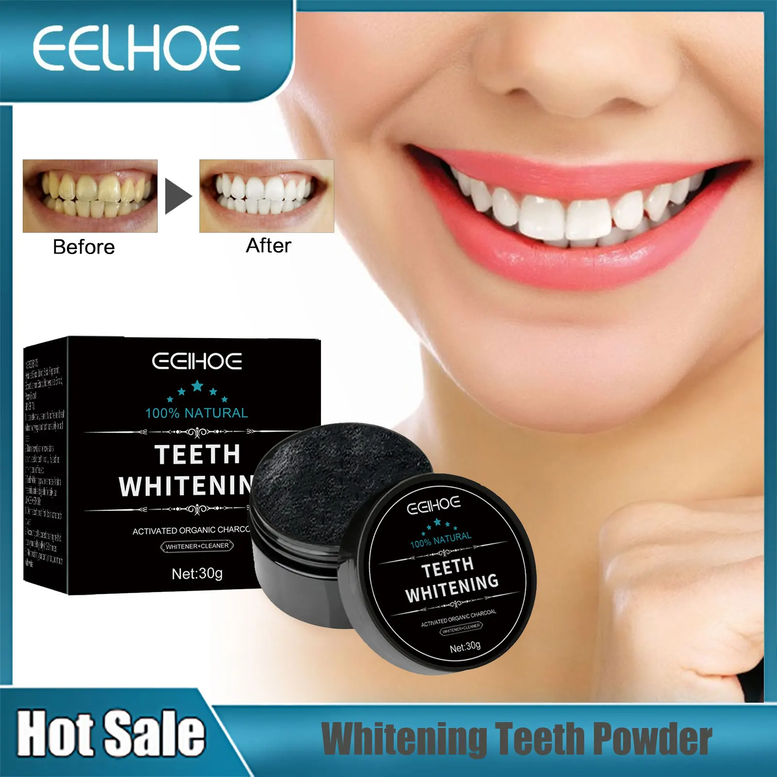 

Teeth Whitening Powder Brightening Yellow Teeth Remove Plaque Stain Oral Hygiene Fresh Breath Dental Care Charcoal Cleaning Tool