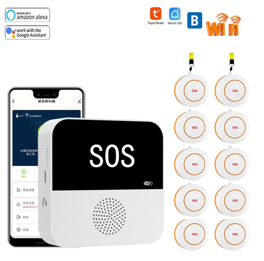 Tuya pulsante antipanico Wireless Caregiver Wifi cercapersone per pazienti  anziani SOS chiama pulsante di emergenza personale allarme medico -  AliExpress