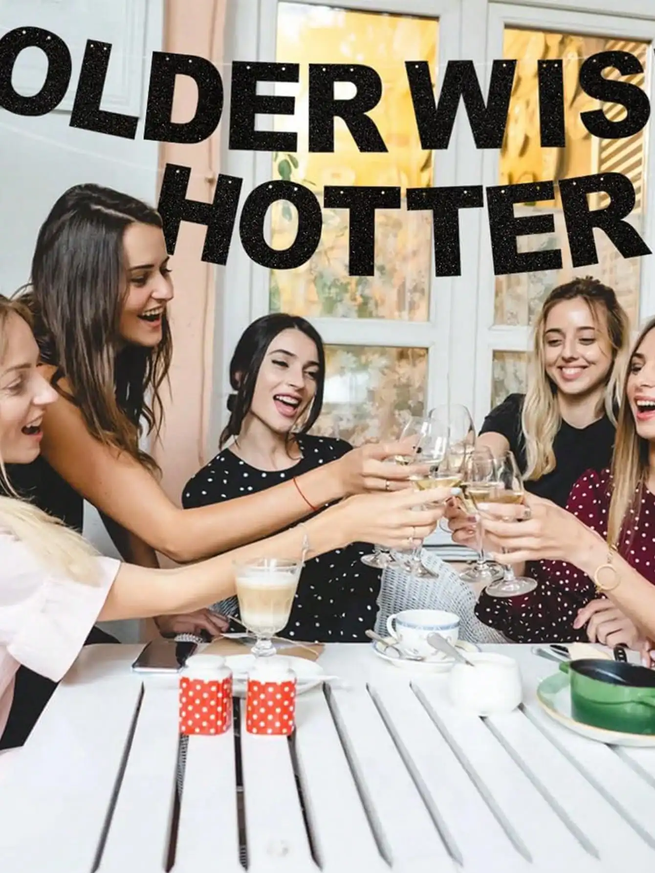 Funny Birthday Banner Older Wiser Hotter Glitter Black