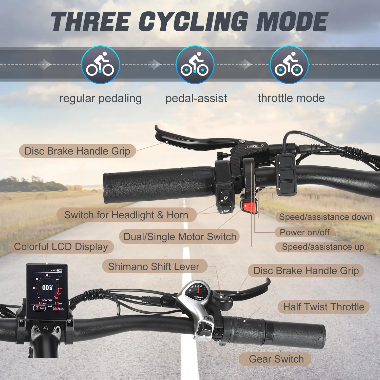 PHILODO JUMBO Elektrofahrrad 2000W Doppelmotor 48V46AH Doppelbatterie Elektrofahrrad 26*4,0 Zoll Reifen Erwachsenen-Mountainbike Offroad E-Bike – Detail 3