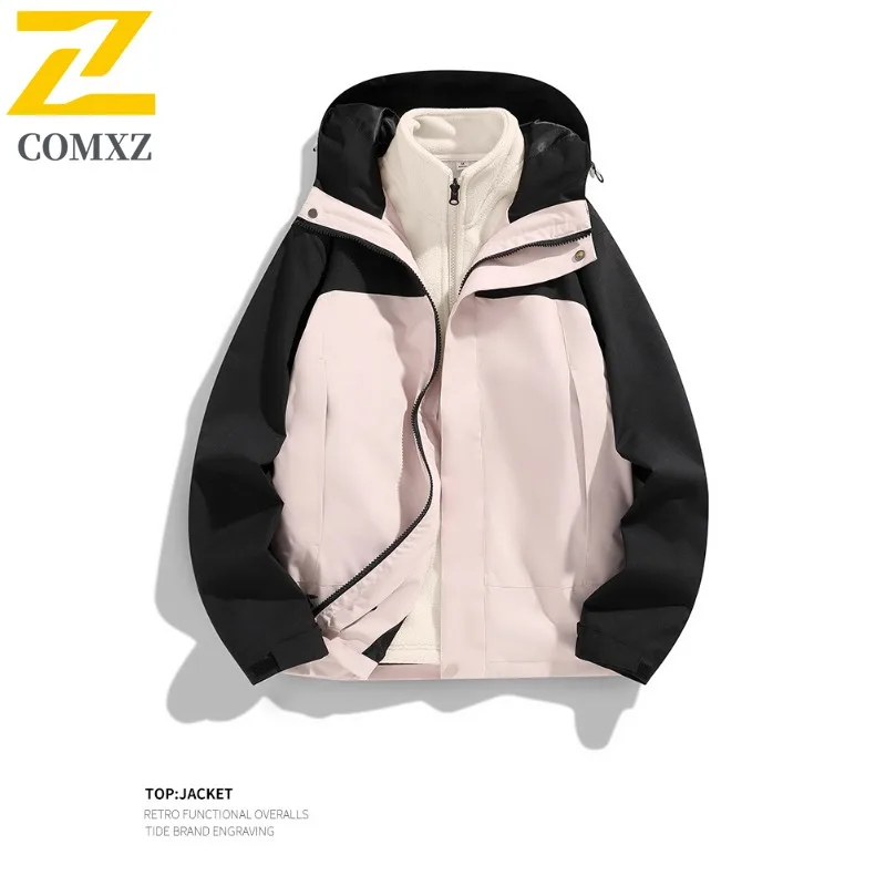 COMXZ 3-in-1 Premium Classic Jacket for Men Outdoor Expedition Wind Resistant Motorcycle Coat Cozy Stylish Autumn Men Clothing
