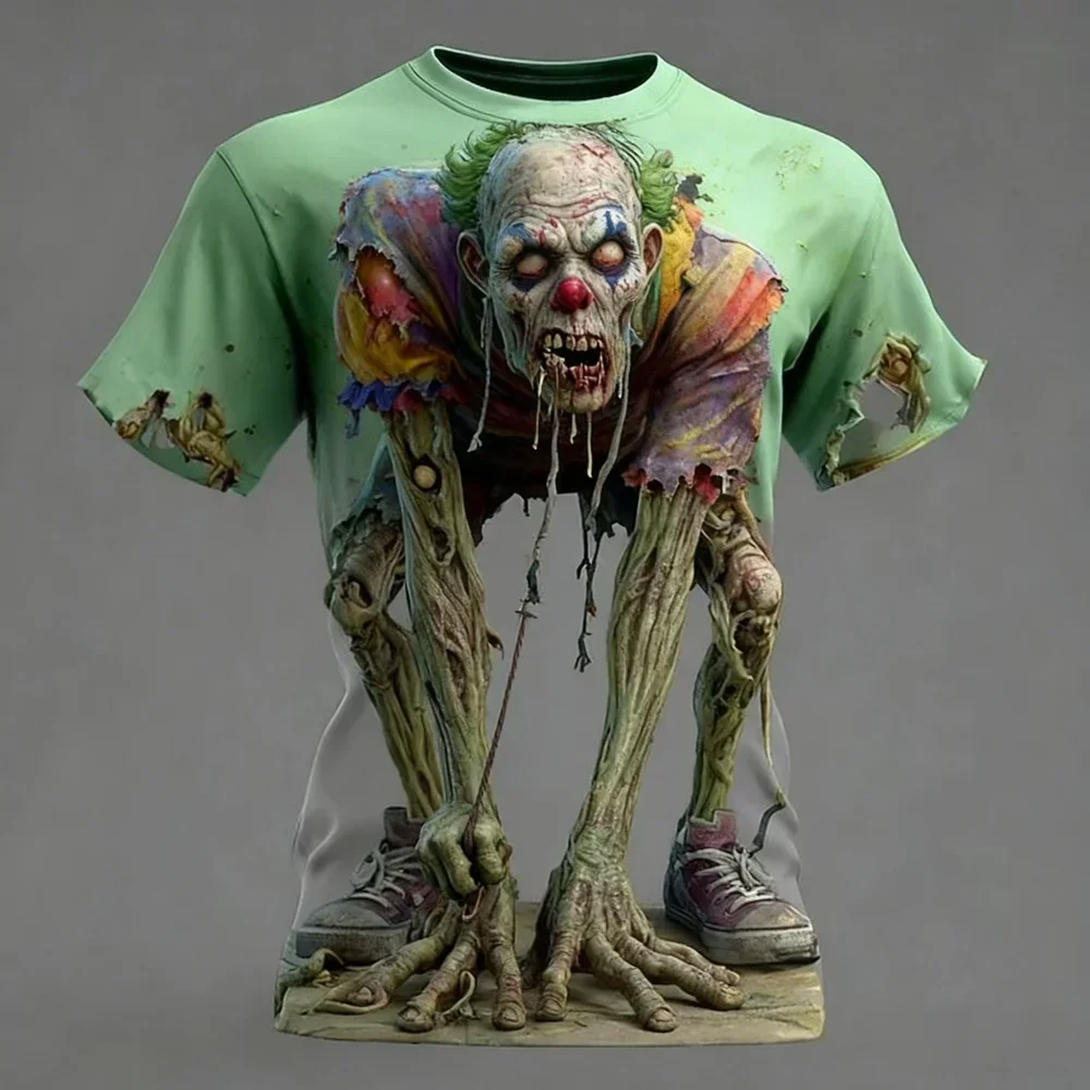 Halloween Kreatives Horror-Zombie-3D-Druck-T-Shirt für Männer und Frauen, modisches Street-Party-Casual-Familienfreundliches Kurzarm-T-Shirt