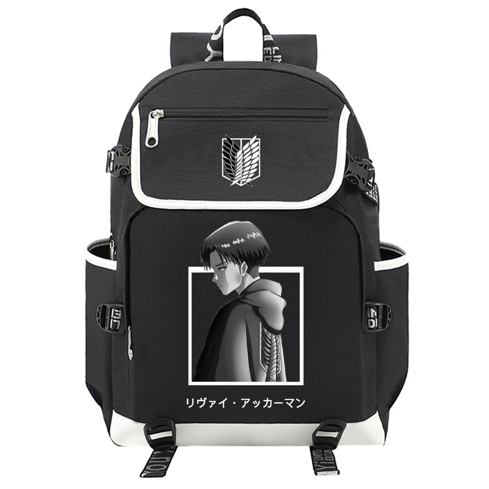 

Attack On Titan Backpack Levi Ackerman Anime School Bags Travel Backpacks Outdoor Sport Usb Charging Gifts