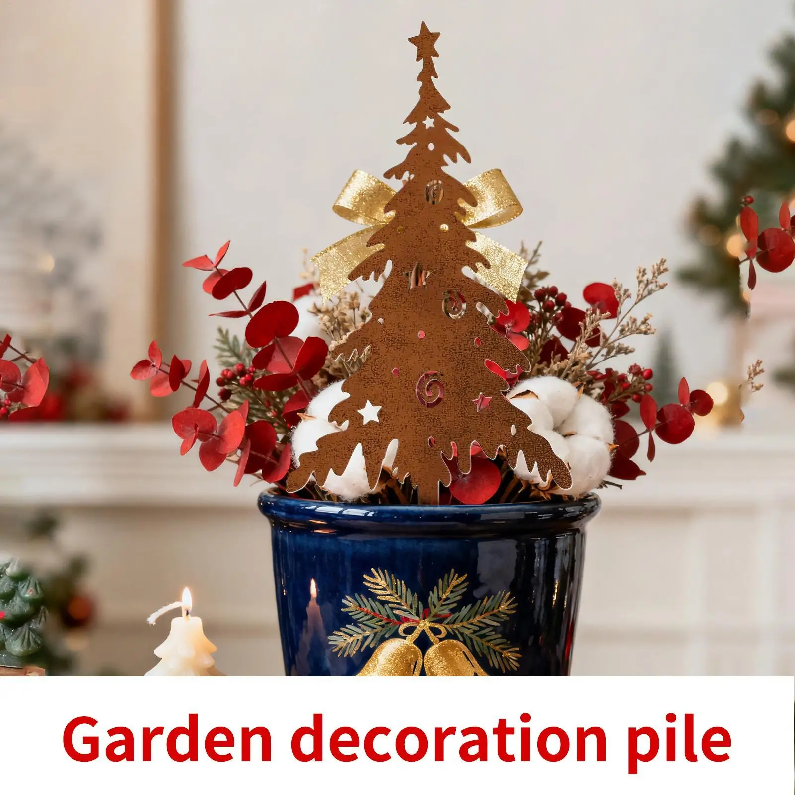 Decorative Garden Stakes 3 Pieces Outdoor Metal Sign Decor Christmas Yard Signs Stake For Holiday Winter Yard Garden Lawn Porch