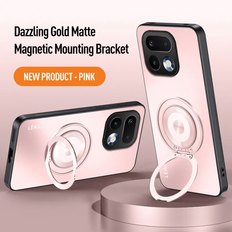 Magnetic Holder Case with Matte Skin-Feeling and AG Lens Protection - Hard Cover Bumper