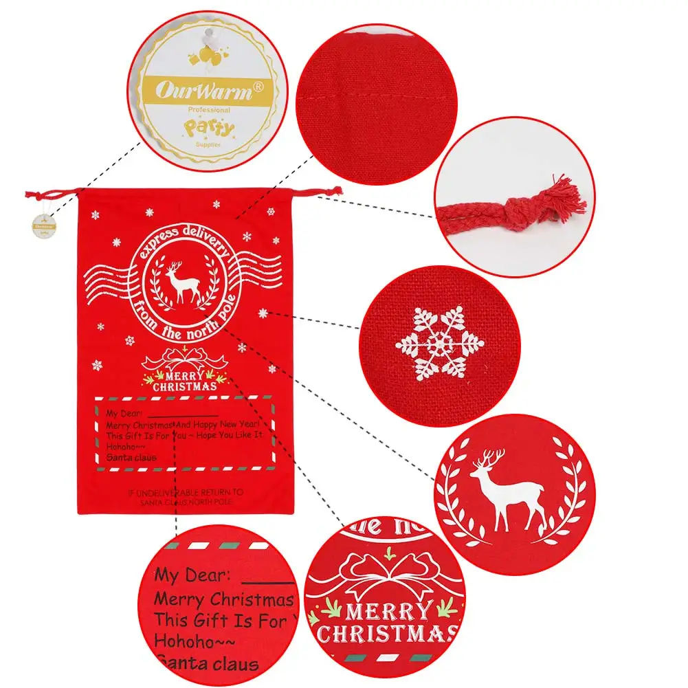Christmas Large Santa Sack Felt Candy Gifts Bag 50*70cm Canvas Storage Bags Kids Christmas Decoration New Year