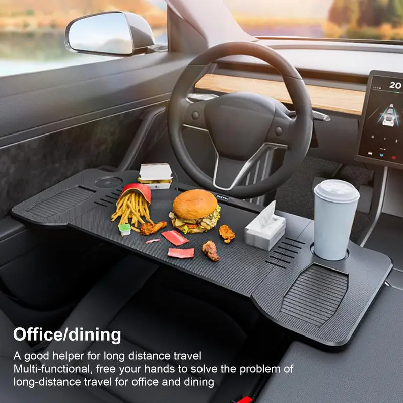 For Tesla Model 3 ModelY Food Tray Table Folding Table Laptop Stand Drive Desk For Steering Wheel Versatile Drinks Tray Holder