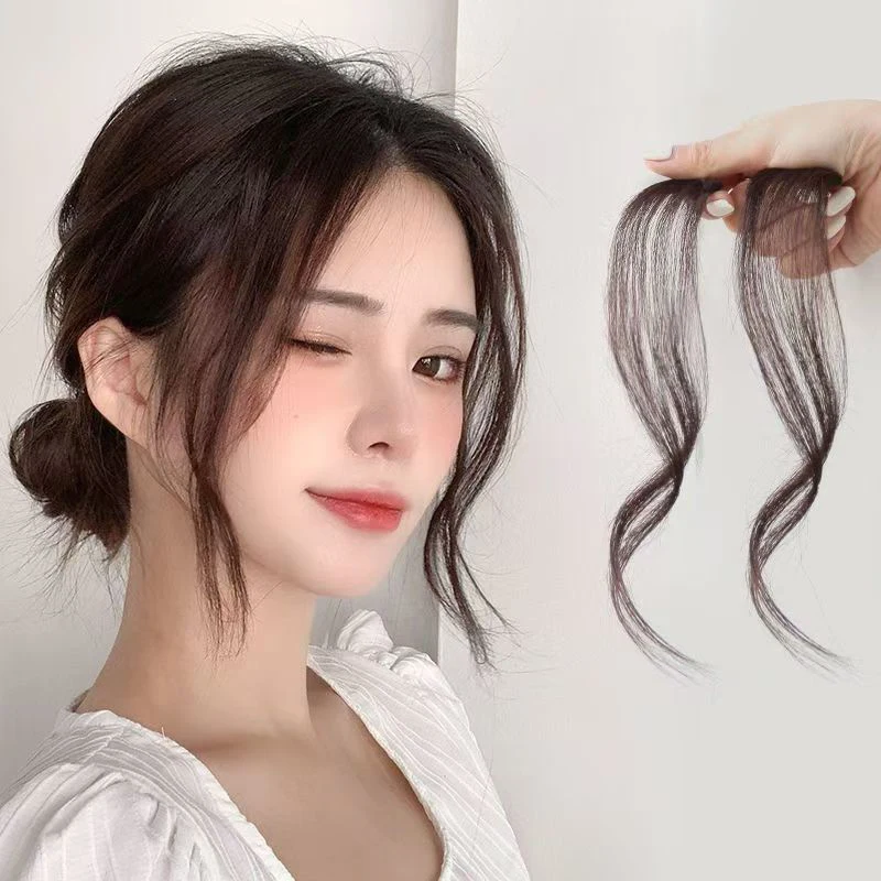 새로운 합성 3D 에어뱅 헤어 클립인뱅 연장 가발 앞머리 자연스러운 가짜 앞머리 헤어피스 보이지 않는 클로저뱅