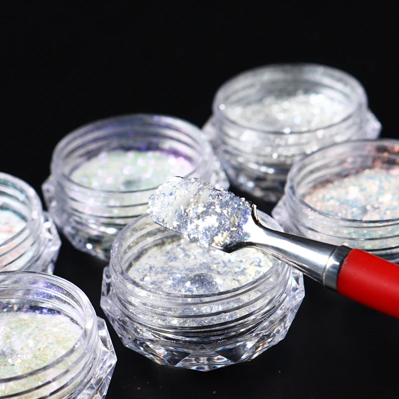 네일 광택제 글리터 파우더 벨벳 파우더, 초박형 아이스 크리스탈 판타지 컬러 클라우드 브로케이드 시트 네일 도구, DIY 네일 장식, 6 개