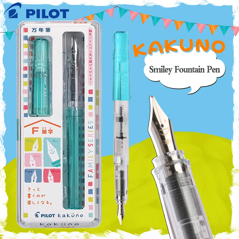 

PILOT FKA-1SR Smiley Face Fountain Pen Limited Edition Colorful Transparent Rod Kakuno Practice Calligraphy Student Stationery