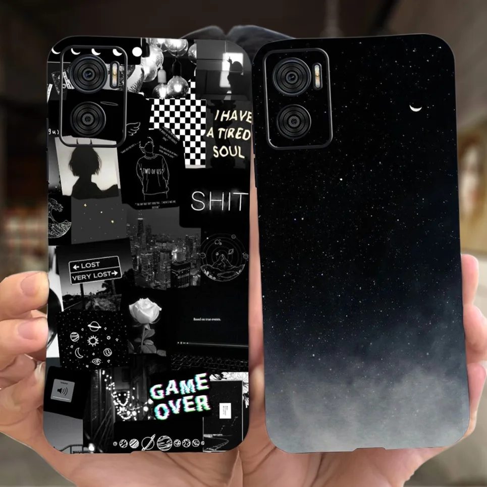 Per Motorola Moto E22 Custodia Moto E22I Copertura Del Telefono Cielo Stellato Animali Del Fumetto Pittura Paraurti Etui Su Motoe22 E 22I Borsa Morbid