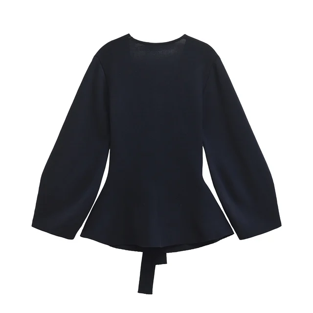 TRAFSHE Spring Women Shoulder Pad Belt Knit Blazer Women Retro V-neck Long Sleeve Versatile Female Coat Women Clothes 9598/128 3