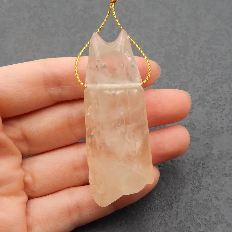 Natural Stone Nugget Red Quartz Carved Wolf Pendant Bead,61x23x21mm 42g Handmade Jewelry Accessory