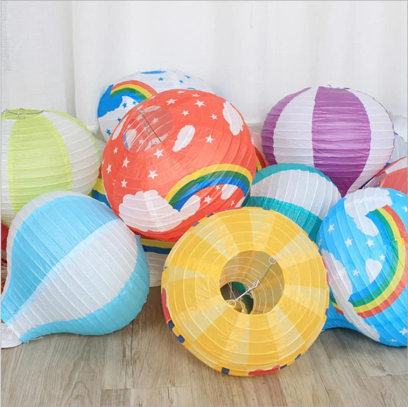 1PC Santa Claus Elk Hot Air Balloon 12 Inch Paper Lantern Lampshade DIY Crafts Ceiling Hanging Xmas Decorations Party Supplies