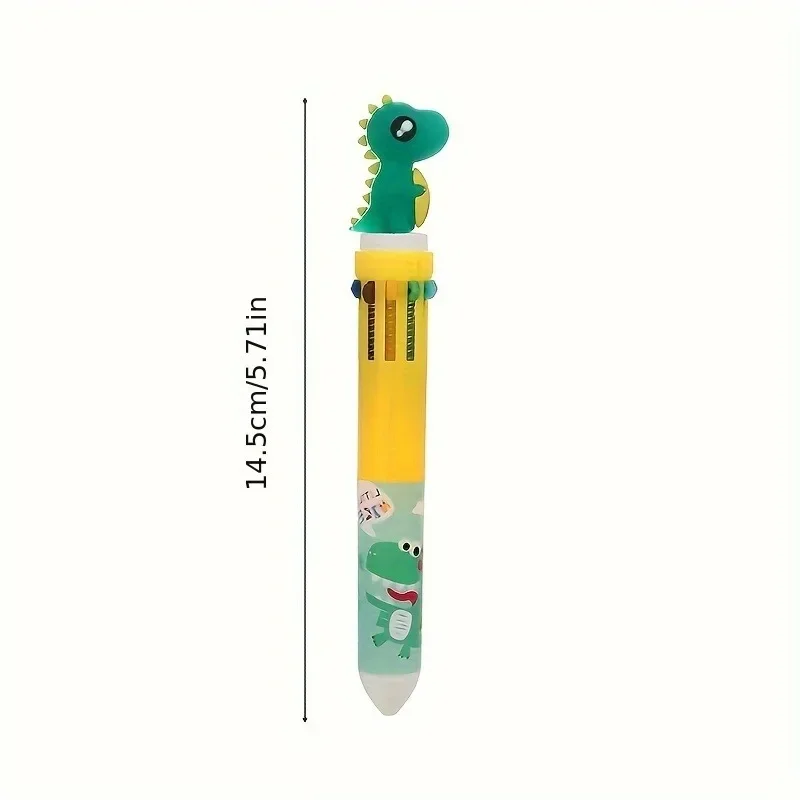 Multifunctional Pen 10 Colors Cute Cartoon Ballpoint Pen Dinosaur Kawaii Multicolor Gel Pen for Writing
