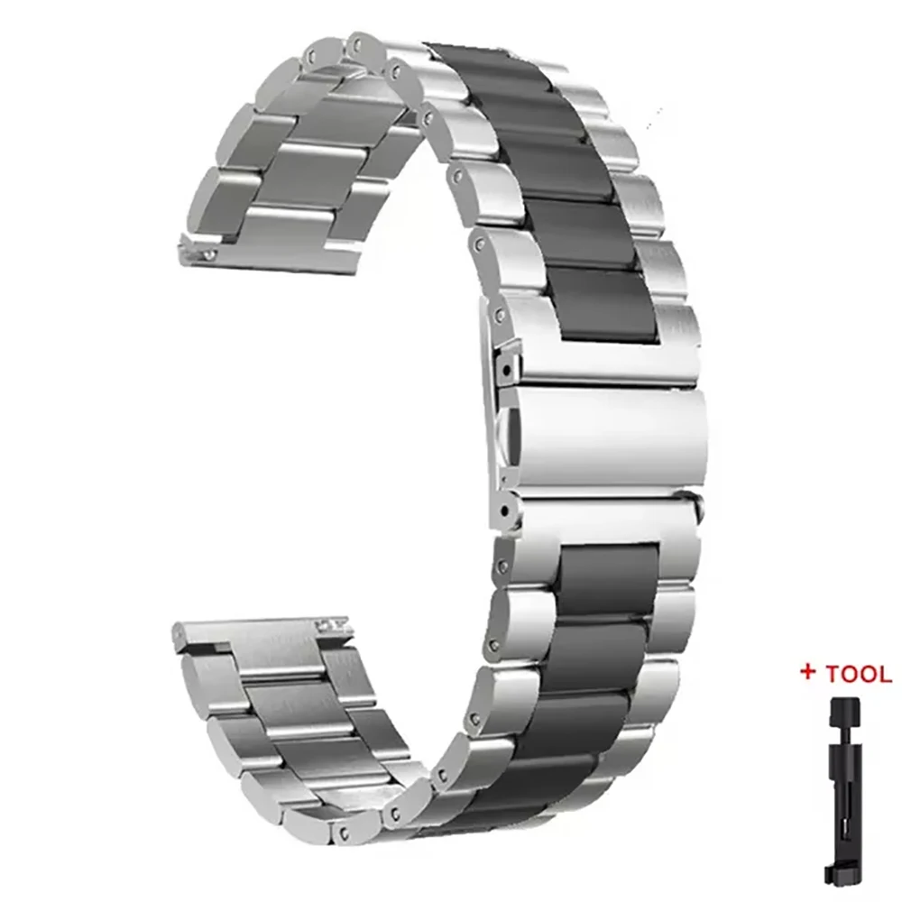 Sleek Stainless Steel Business Wristband - 22mm Watch Strap Bracelet