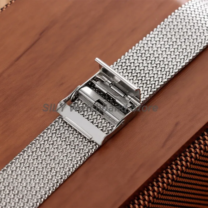 Elegant Milanese Mesh Stainless Steel Watchband Strap - Silver, Black, Rose Gold
