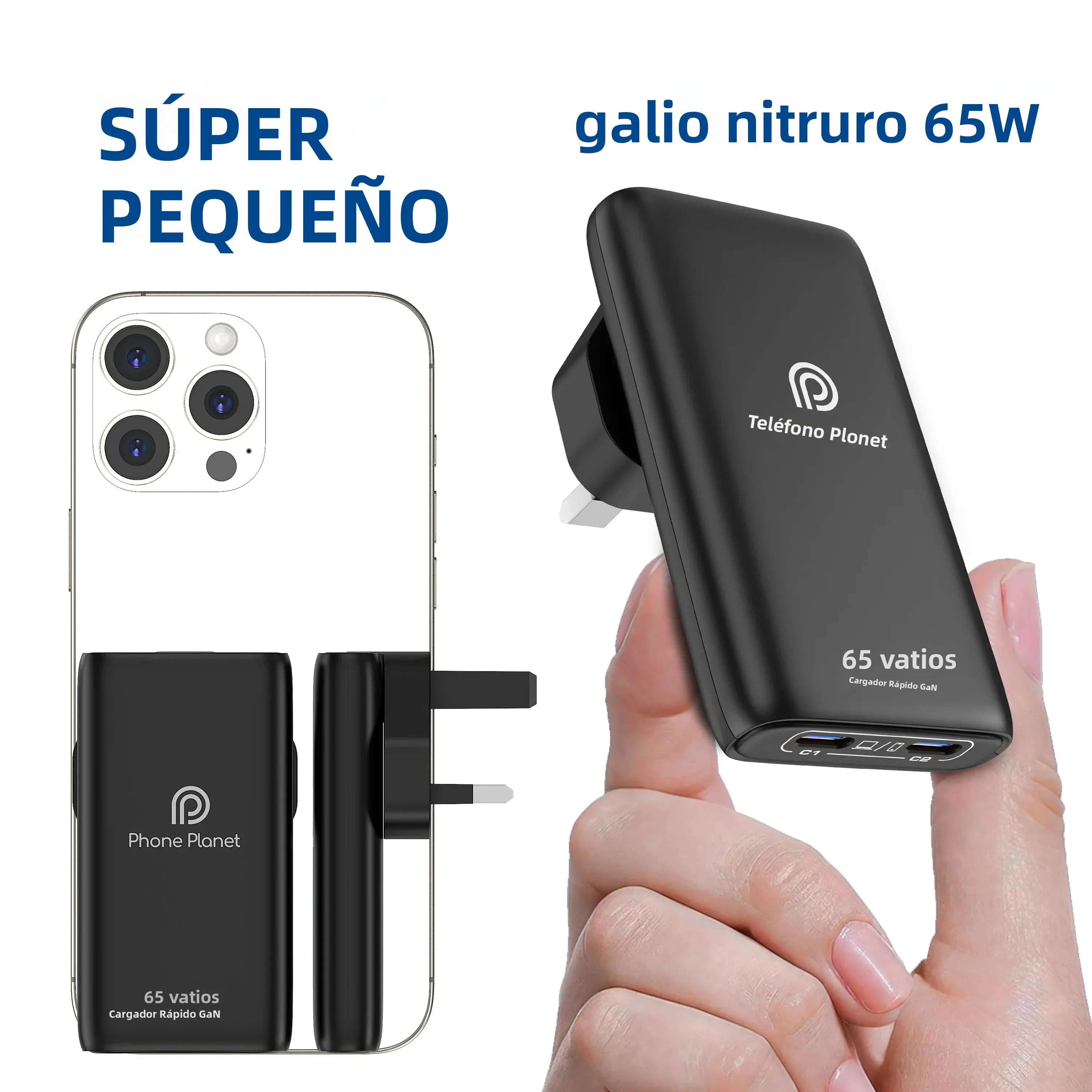 Cargador inteligente GaN ultrafino multifunción UE/EE. UU./Reino Unido de 65W, adaptador rápido para IPad, Samsung, Macbook, portátil, viajes y oficina