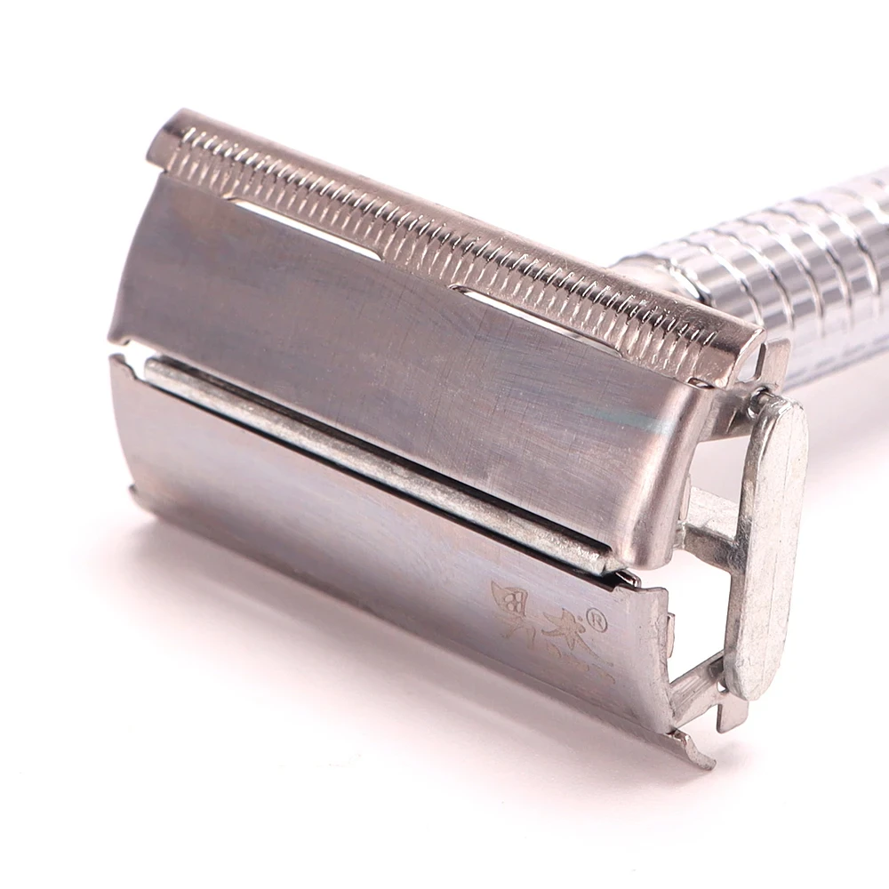 Double Edge Beard Hair Shaver Set Men's Traditional Classic Beard Razor Shaver Stainless Steel Safety Mens Trimmer Blades Box 6