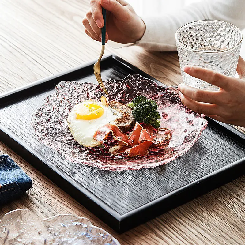 Salad Plates Glass Food Dishes For Serving Dinner Dessert Full Plate Sets Cake Dinnerware Tray Kitchen Eco-friendly Tableware |